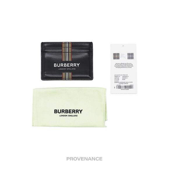 🔴 Burberry Card Holder Wallet - Logo Striped Check Black - Picture 7 of 7